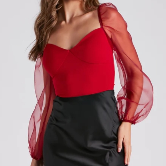 Windsor Tops - Windsor Whimsical Chic Sheer Sleeve Blouse
